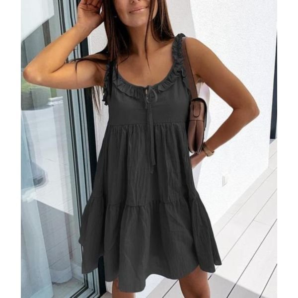 Classy Sleeveless Plain Mini Dress