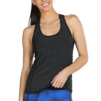 Women's Yoga Top Racerback Light Green Black Gray Fitness Gym Workout Running Tank Top Sport Activewear 4 Way Stretch Breathable Quick Dry Moisture Wicking High Elasticity Flatlock