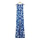 Fresh Print Round Neck Sleeveless Maxi Dress