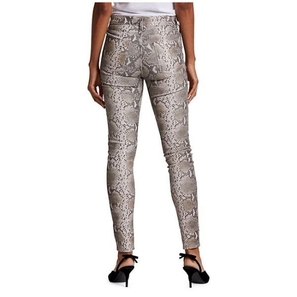 Python Print Leather Ankle Skinny Pants