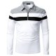 Men's Golf Shirt Striped Zipper Long Sleeve Street Tops Sportswear Casual Fashion Comfortable White