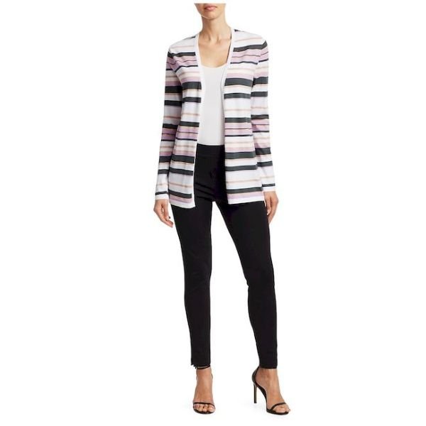 Open Front Striped Cardigan