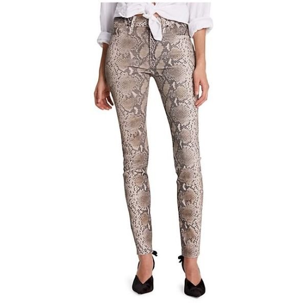 Python Print Leather Ankle Skinny Pants