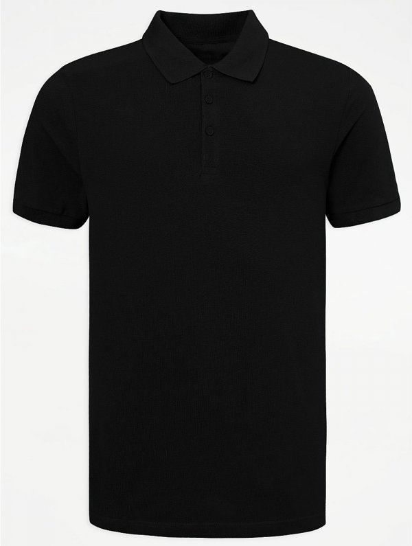 Black Pique Short Sleeve Polo Shirt