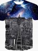 Men's Galaxy Graphic T-Shirt Print Short Sleeve Daily Tops Royal Blue/Sports