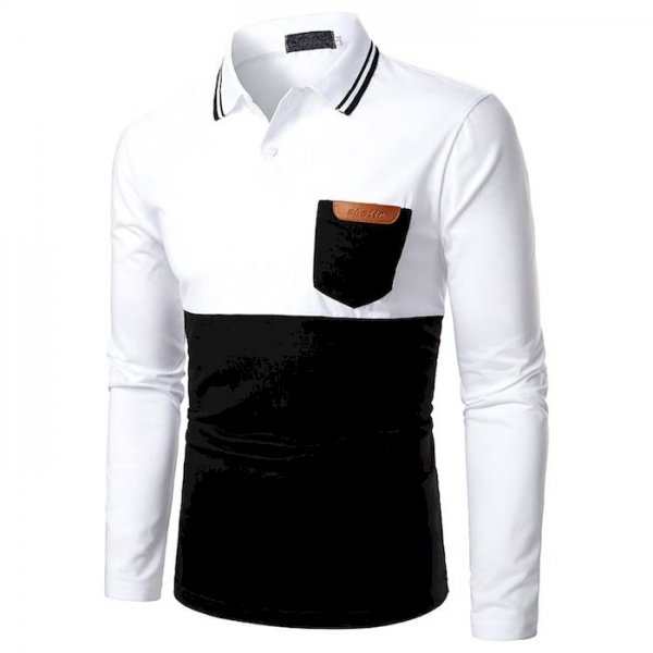 Men's Golf Shirt Color Block Button-Down Long Sleeve Street Tops Sportswear Casual Fashion Comfortable White