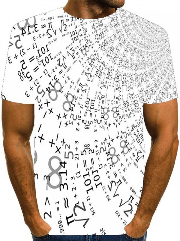 Men's 3D Graphic T-Shirt Print Short Sleeve Daily Tops Streetwear Round Neck White