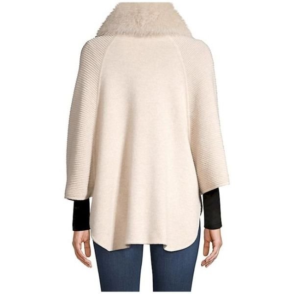 Fox Fur Collar Ottoman Ribbed Cashmere Cardigan