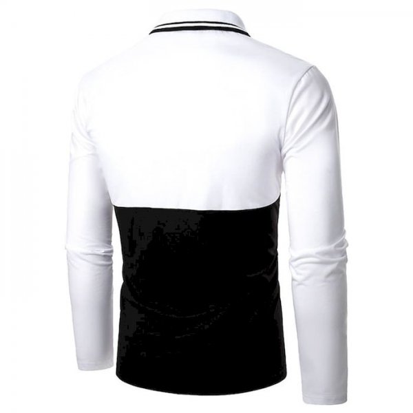 Men's Golf Shirt Color Block Button-Down Long Sleeve Street Tops Sportswear Casual Fashion Comfortable White