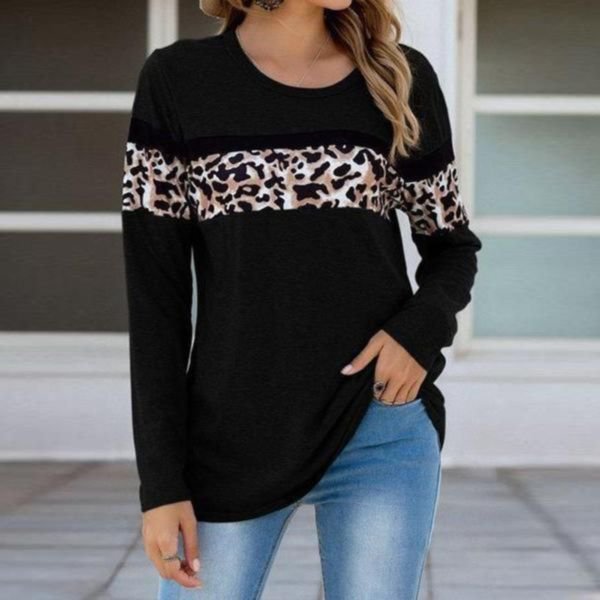 Wild Round Neck Leopard Print Top