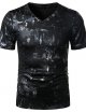 Men's  T-Shirt Short Sleeve Daily Slim Tops Round Neck Black Gold