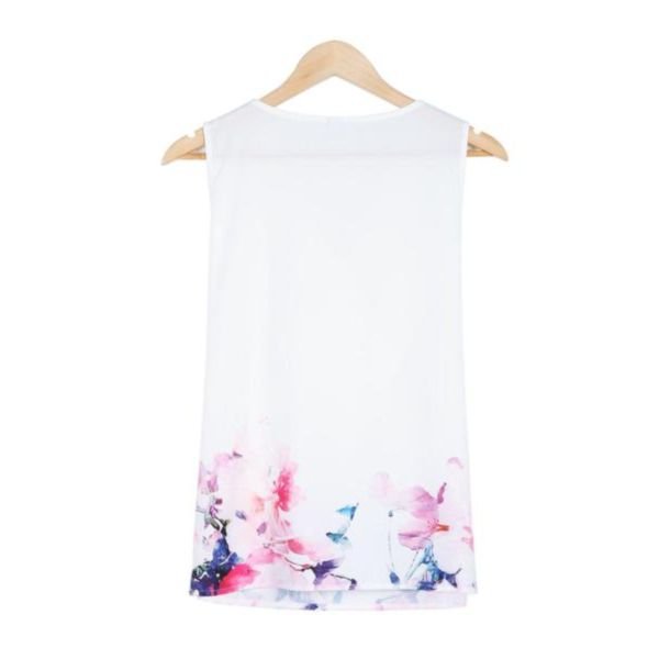 Basic Simple V-Neck Sleeveless Printed Top