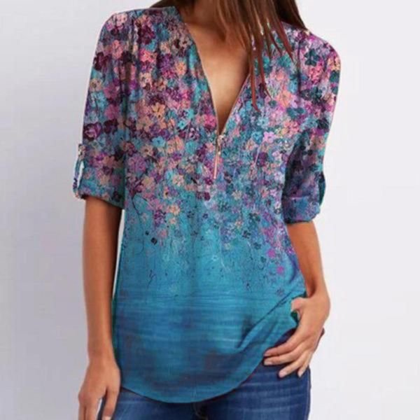 Romantic Print Short Sleeve Top