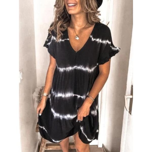 Tie-Dye Ruffle Mini Dress