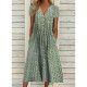 Green Garden Retro Print Pocket Prairie Dress